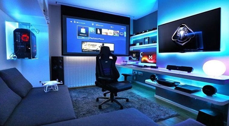 Quarto com gabinete na parede