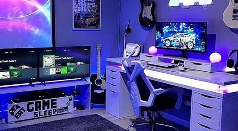 Quarto gamer com Guitarras
