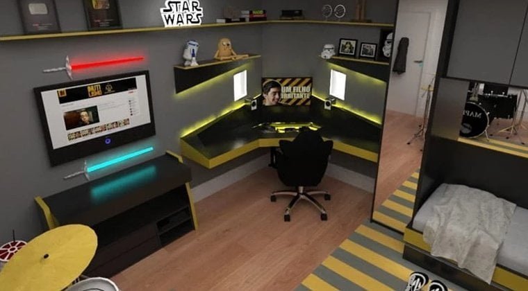 Quarto gamer amarelo