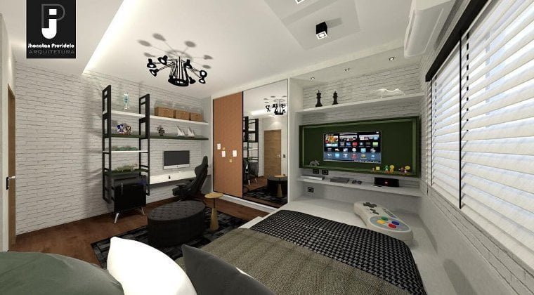 Quarto com controle gigante