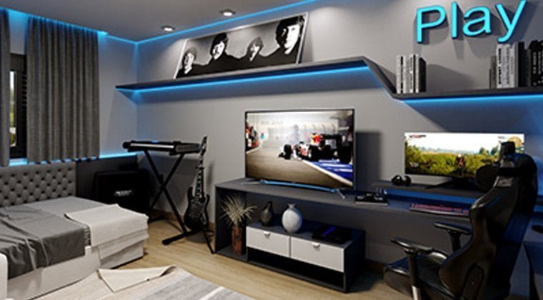 Quarto com prateleira estendida