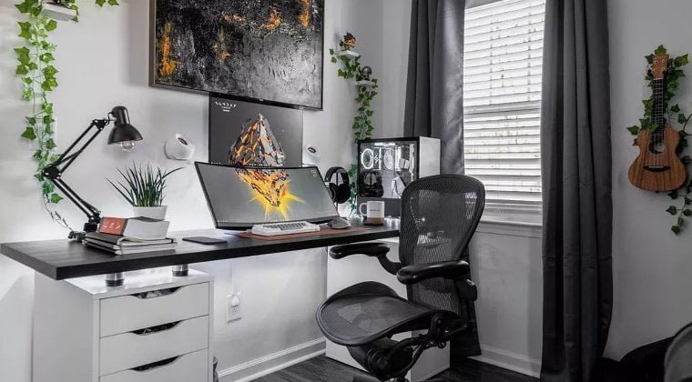 Quarto simples com branco e preto