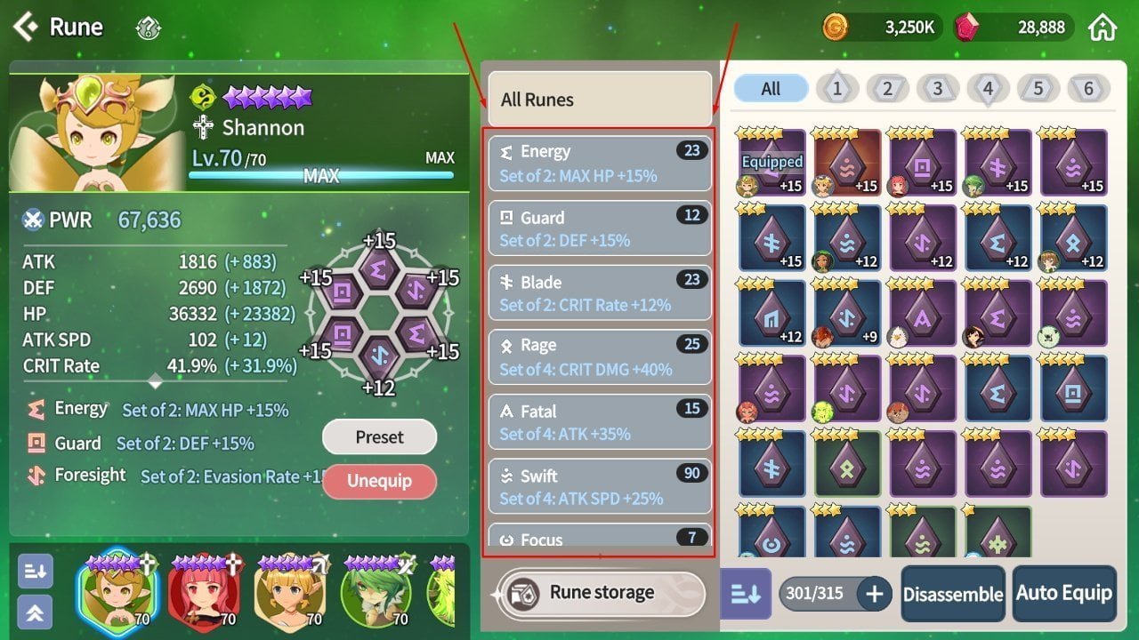 Guia dos tipos de runas em Summoners War Chronicles