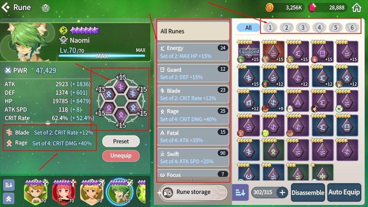 Tabela de runas Summoners War Chronicles