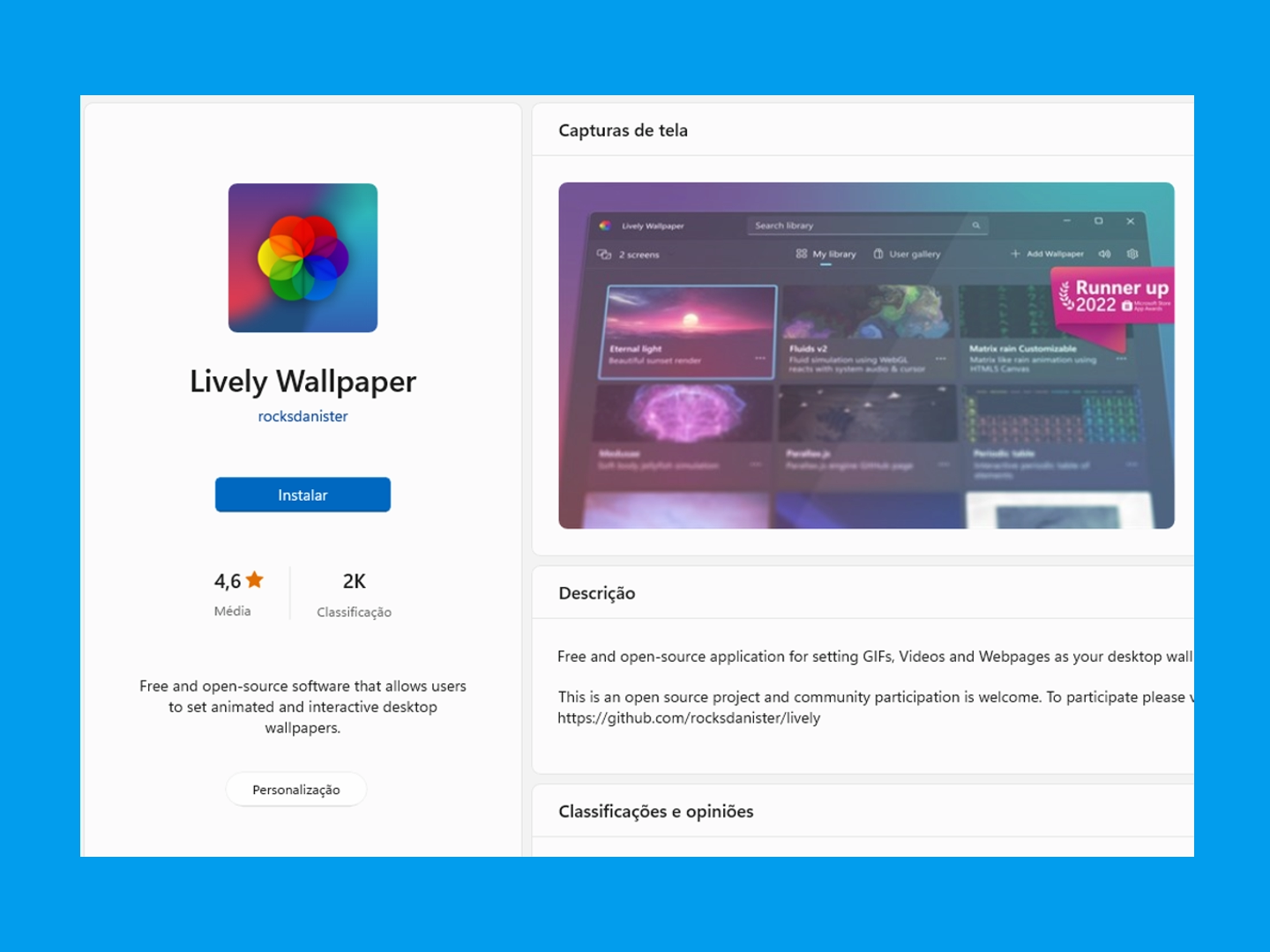 Lively Wallpaper como colocar um papel de parede animado no PC