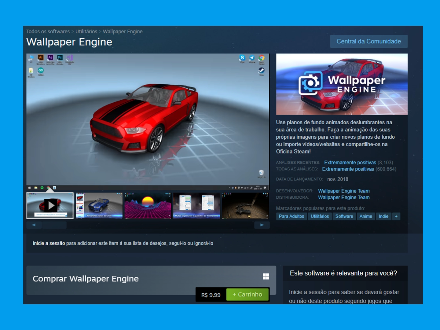 Wallpaper Engine como colocar um papel de parede animado no PC