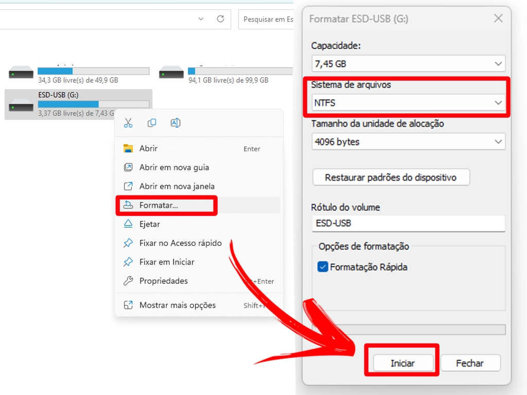 como formata um pendrive bootável